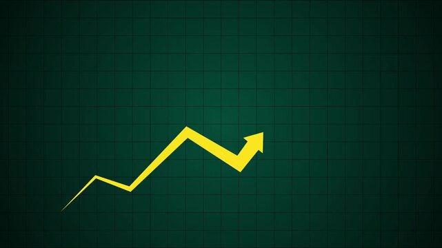business growth arrow animation. Rising up stock market yellow arrow graph diagram financial business profit progress