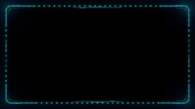Sleek futuristic HUD frame with glowing cyan accents and a dark digital background