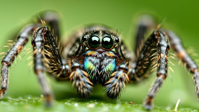 Closeup of a colorful spider ideal for sleek commercial backgrounds and title sequences