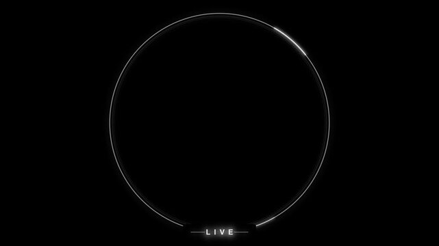 Minimalist oval frame with subtle glowing effect and live text on black background