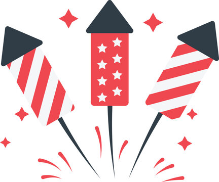 Patriotic fireworks illustration for 4th of july celebrations