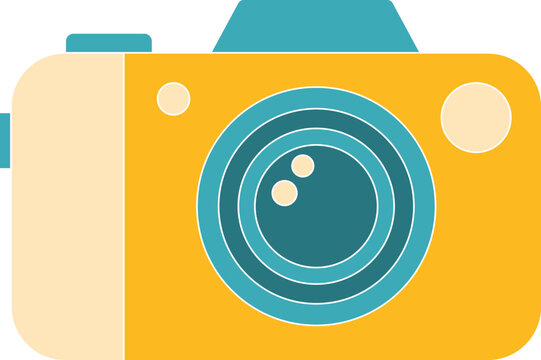 Vibrant yellow and teal camera icon with simple design