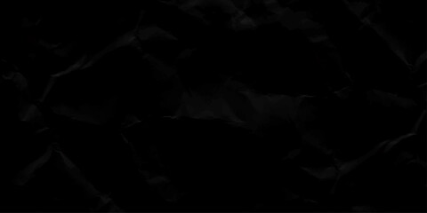 Fototapeta premium Solid black simple textured paper crumpled background texture Wallpaper banner template for graphic and web design. Natural organic shapes and design.