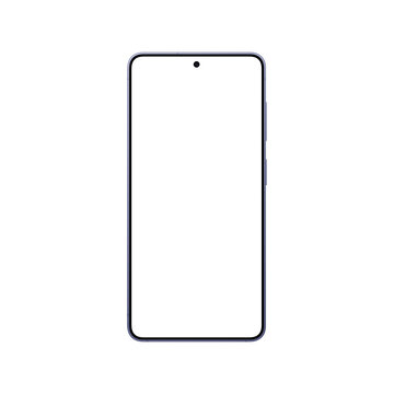 Cobalt violet smartphone mockup template with no screen and background. Isolated png image
