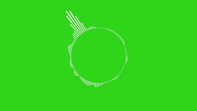 Spectrum audio visualizer circle equalizer music beat wave animation. Circular audio visualizer wave on green screen background. white audio waveform animation, sound frequency ripples.