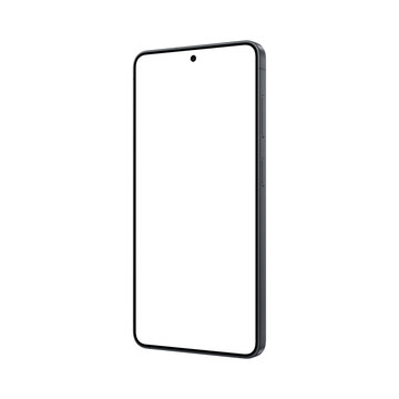 Black isolated smartphone image. png. Isometric view. Mockup template without background. No screen
