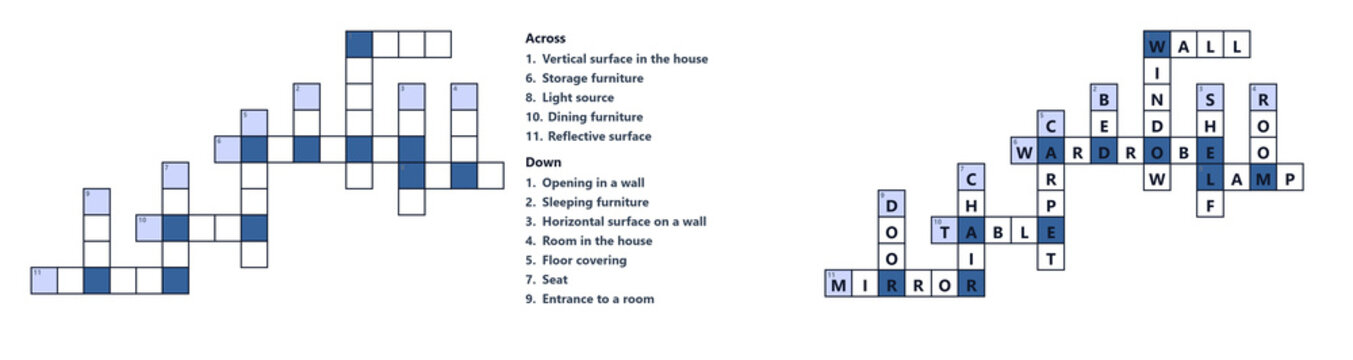 Crossword puzzle with clues for entertainment and learning  