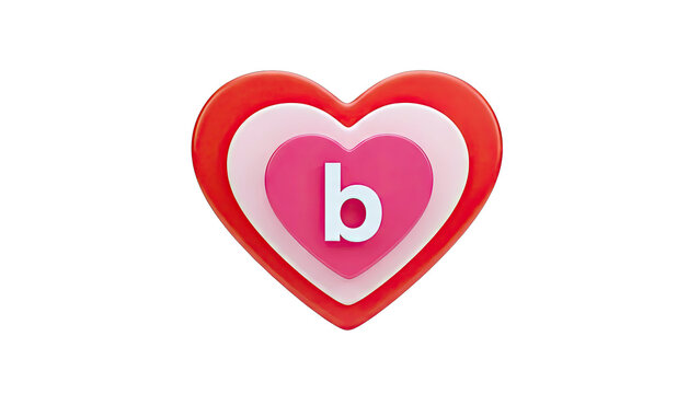 Layered Hearts with Letter B