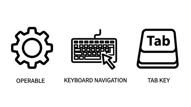Computer keyboard navigation and control UI icons with keyboard navigation operable settings computer interface technology computing software minimalist accessibility usability function