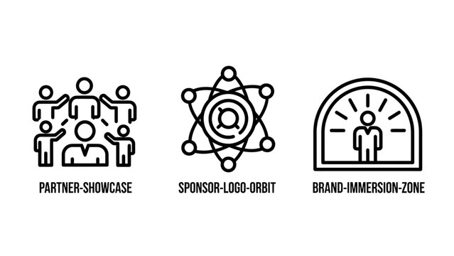 Business partnership and brand immersion icon set with business partnership collaboration branding marketing sponsorship teamwork corporate networking strategy management graphics identity