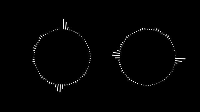 Circular audio visualizer spectrum animation. Load, wait, download. Rounded lines in a circle.  circle equalizer music beat wave animation loop on transparent background.