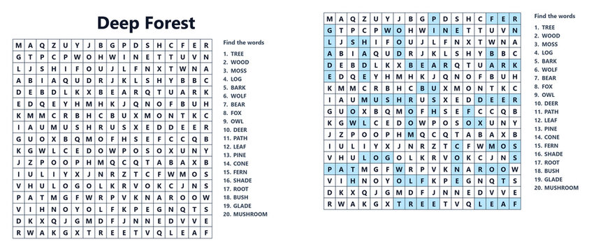 Word seek puzzle sheet for insects and bugs with answers in blue  