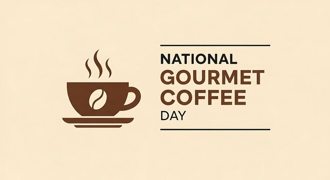 Minimalist National Gourmet Coffee Day graphic for social media advertisement