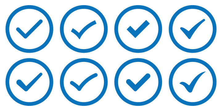check mark icons black silhouette on white background. Collection of various check mark icons. check marks icon set. 