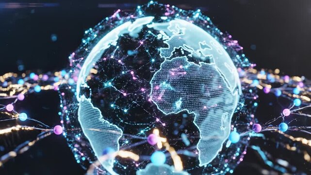 Digital globe with network connections symbolizing the cutting-edge of futuristic design