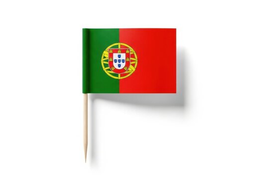 Small toothpick flag of portugal isolated on white background