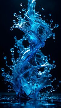 An abstract blue liquid wave creates a smooth, colored smoke swirl effect,