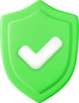 3d Shield protected icon with check