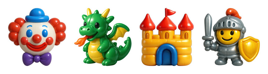 Naklejka premium PNG Colorful playful toy characters on transparent background