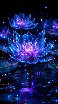 Abstract flower background of a purple and pink water lily blooming in the garden water with a macro close-up of its vibrant violet petals