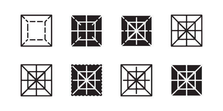 Set of Abstract Geometric Grid Frame Icons