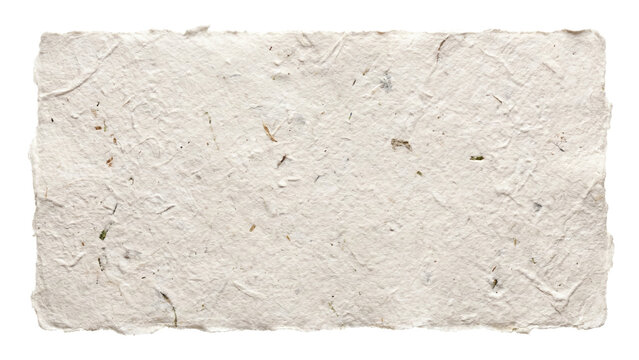Handmade recycled paper texture with deckle edges isolated on transparent background png rough vintage parchment sheet.