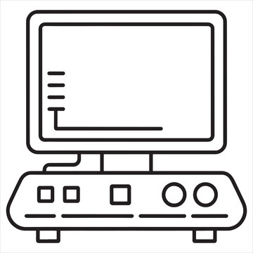 Vintage crt monitor connected to an old desktop computer unit