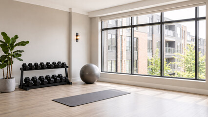 Fototapeta premium Nowoczesna sala fitness w apartamentowcu