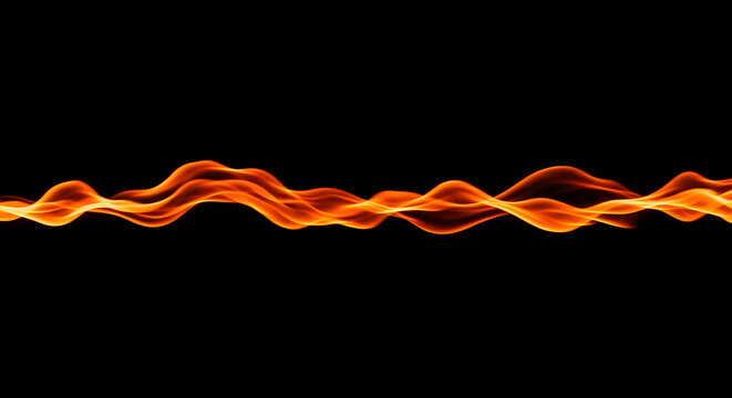 Fiery orange wave pattern on black background abstract flame shape for dramatic design