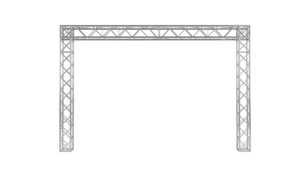 Metal truss structure on a black background