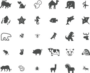 Obraz premium Animal Icon Mega Set - Wildlife Marine and Insect Vector Collection