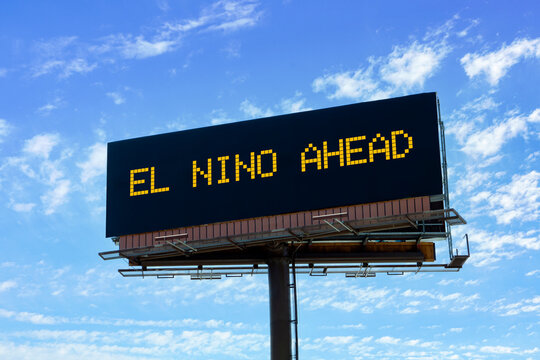 Electronic Highway Billboard Warning Of El Nino Weather Event