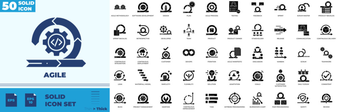 Agile Solid Editable Icons set