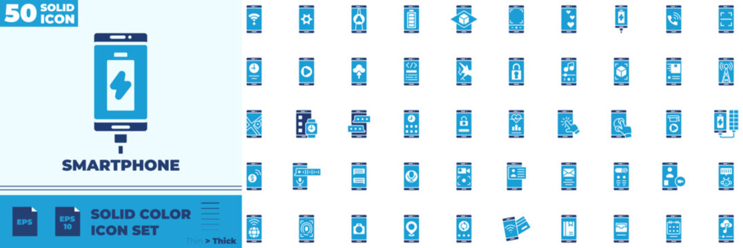 Smartphone Solid Color Editable Icons set