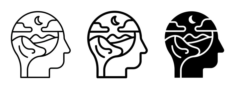 Brainstorming, Mind Mapping, Head Silhouettes, Vector Icons
