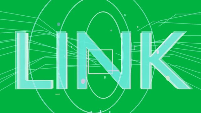 Crosshair appearing, LINK scaling, rings forming and lines radiating to form HUD on transparent bg