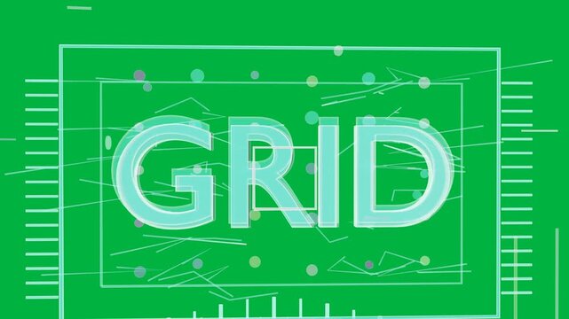 On load GRID growing frames drawing dots landing strokes firing revealing title on transparent bg