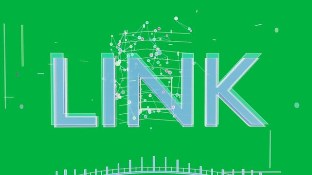 3D LINK appearing on transparent canvas, scaling forward, forming node network, visualizing links