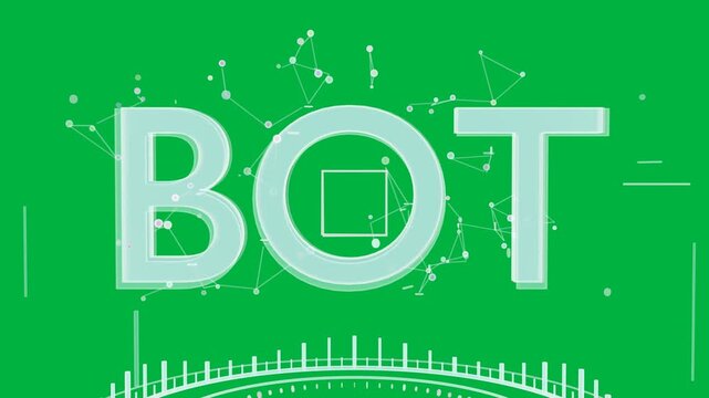 BOT starting small then scaling nodes forming behind HUD pulsing on transparent background for data