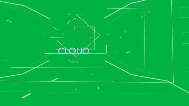 Faint lines appearing, starting tunnel forming on transparent, frame pulsing highlighting CLOUD