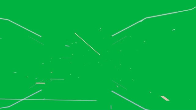 Thin lines starting pastel beams forming diamond frame, particle pulse revealing 5G on transparent