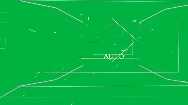Particle cluster appearing, HUD assembling rails and pulsing labels on transparent black for ADAS