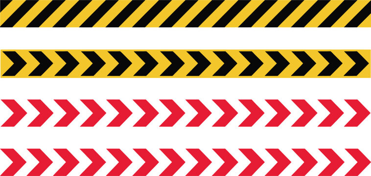 Barricade, tape vector, repeating caution stripe illustration in red white black and yellow for safety warning construction zones industrial danger and hazard design use.