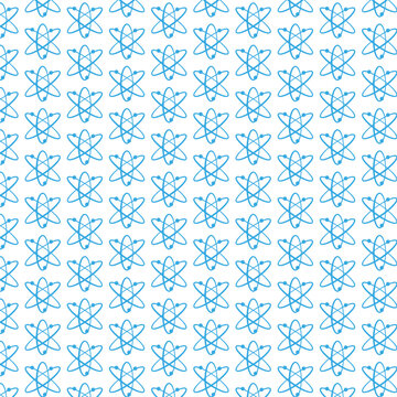 Seamless React Atom Pattern on Black Background &ndash; Modern Tech Vector Wallpaper