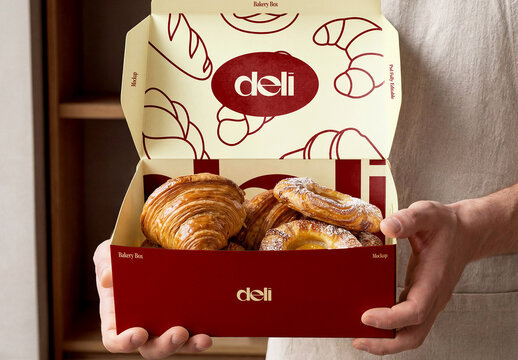 Bakery Box Mockup Held by Person