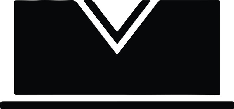 Silhouette design of an envelope with white V shape inside vector