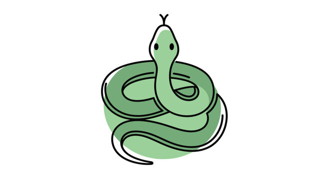 Green Cartoon Snake Coiled Up.