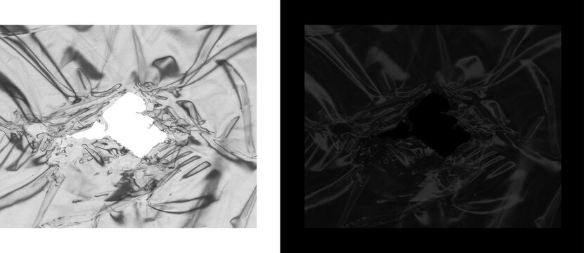 Abstract glass shards texture, broken mirror fragments in monochrome, shattered glass surface with sharp edges and dark reflections