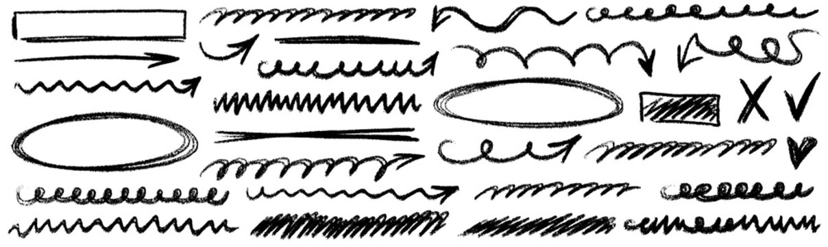 Artistic underline and chalk accents with arrow symbols, brush paint texture and crayon scribble finish, hand drawn lines, soft handdrawn mood. Underline, chalk, arrow repeat.