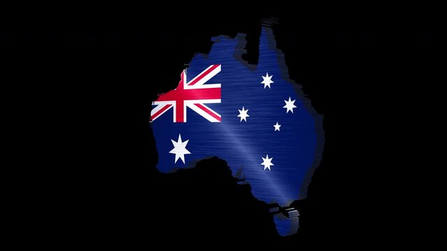 Australia 3D Rotating Flag Map Alpha Channel Loop